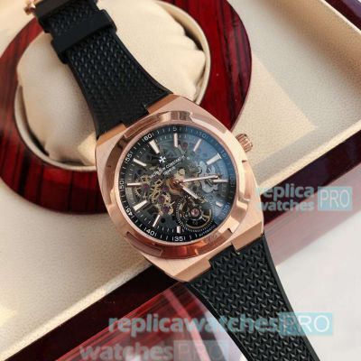 Perfect Replica Vacheron Constantin Skeleton Black Dial Tourbillon Watch Men 42MM 